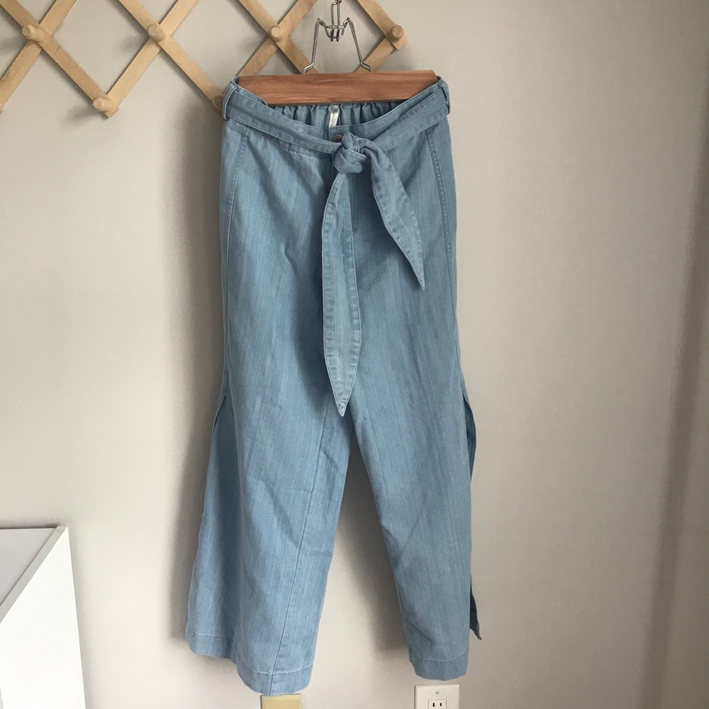 Rylee and Cru Dusty Blue Wide Leg Pants